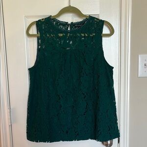 Zac & Rachel Dark Green Lace Sleeveless Blouse